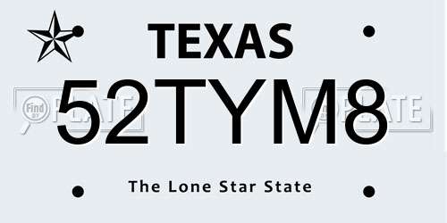 52TYM8 Texas License Plate
