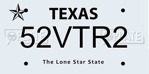 52VTR2 Texas License Plate