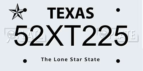 52XT225 Texas License Plate