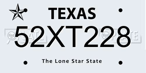 52XT228 Texas License Plate