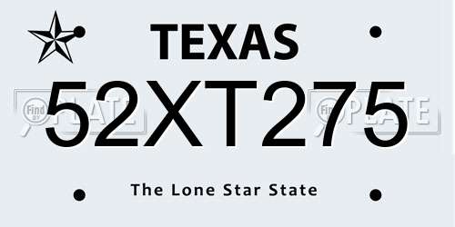 52XT275 Texas License Plate