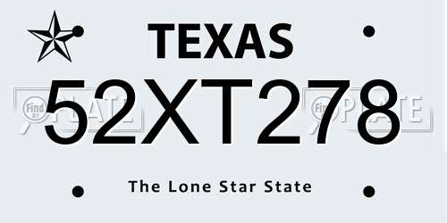 52XT278 Texas License Plate