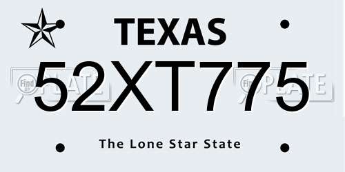 52XT775 Texas License Plate