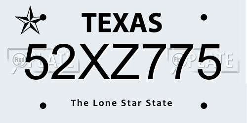 52XZ775 Texas License Plate