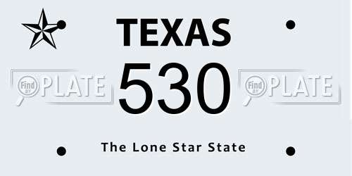 530 Texas License Plate