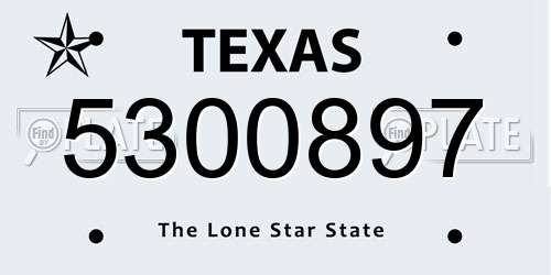 5300897 Texas License Plate