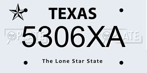 5306XA Texas License Plate