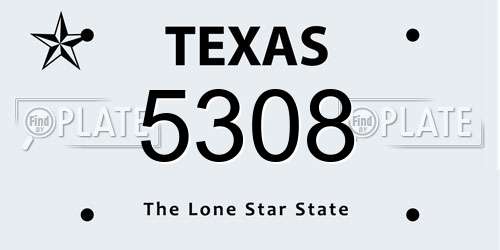 5308 Texas License Plate