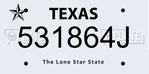 531864J Texas License Plate