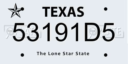 53191D5 Texas License Plate