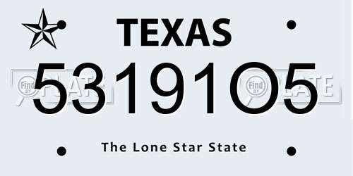 53191O5 Texas License Plate
