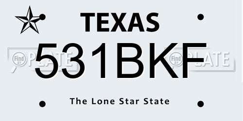 531BKF Texas License Plate