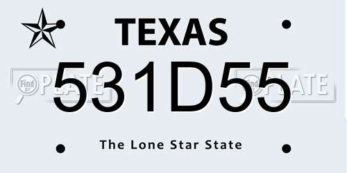 531D55 Texas License Plate