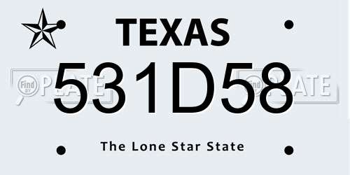 531D58 Texas License Plate