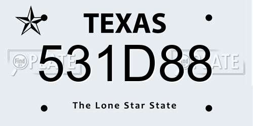 531D88 Texas License Plate