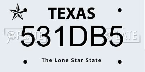 531DB5 Texas License Plate