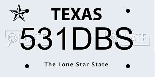 531DBS Texas License Plate