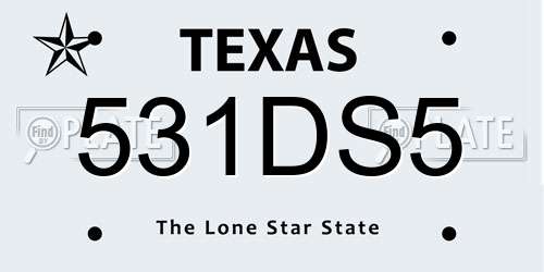 531DS5 Texas License Plate