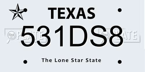 531DS8 Texas License Plate