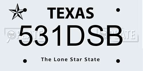 531DSB Texas License Plate