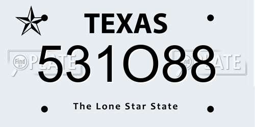531O88 Texas License Plate