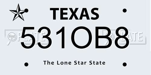 531OB8 Texas License Plate