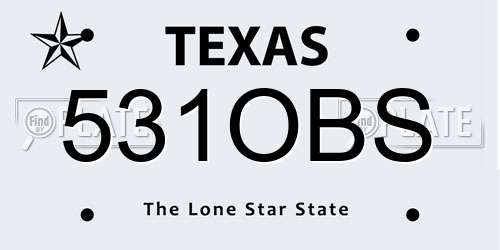 531OBS Texas License Plate