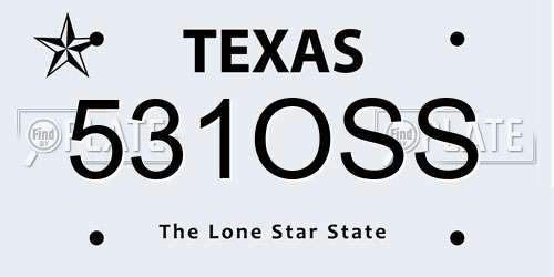 531OSS Texas License Plate