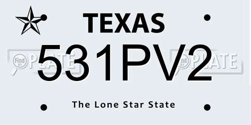 531PV2 Texas License Plate