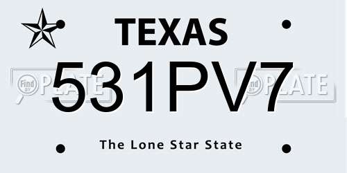 531PV7 Texas License Plate