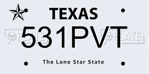 531PVT Texas License Plate