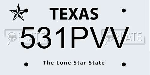 531PVV Texas License Plate