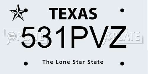 531PVZ Texas License Plate