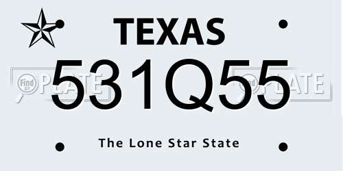 531Q55 Texas License Plate