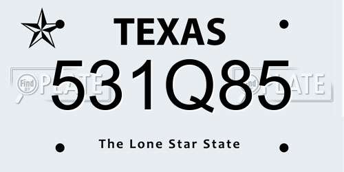 531Q85 Texas License Plate