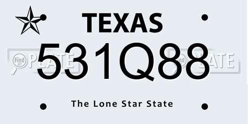 531Q88 Texas License Plate