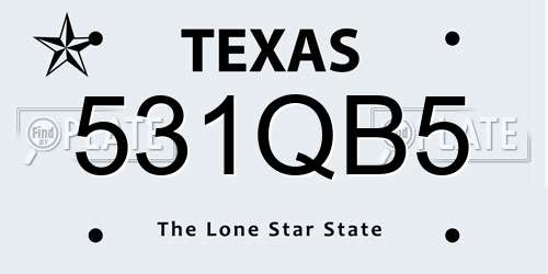 531QB5 Texas License Plate