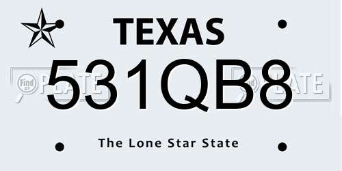 531QB8 Texas License Plate