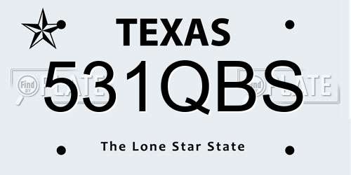531QBS Texas License Plate