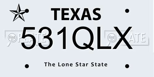 531QLX Texas License Plate