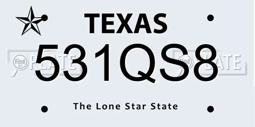 531QS8 Texas License Plate