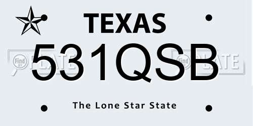 531QSB Texas License Plate