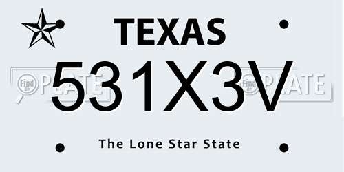 531X3V Texas License Plate