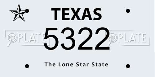 5322 Texas License Plate