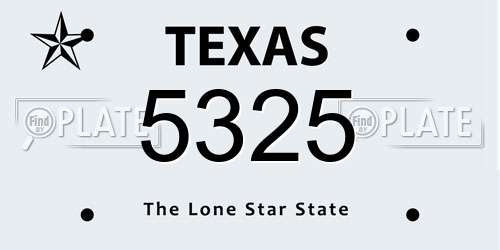5325 Texas License Plate