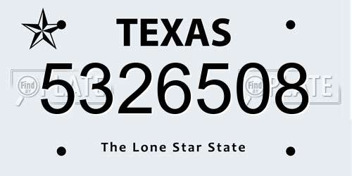 5326508 Texas License Plate