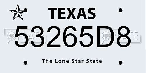53265D8 Texas License Plate