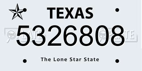 5326808 Texas License Plate