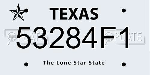 53284F1 Texas License Plate