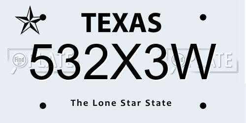 532X3W Texas License Plate